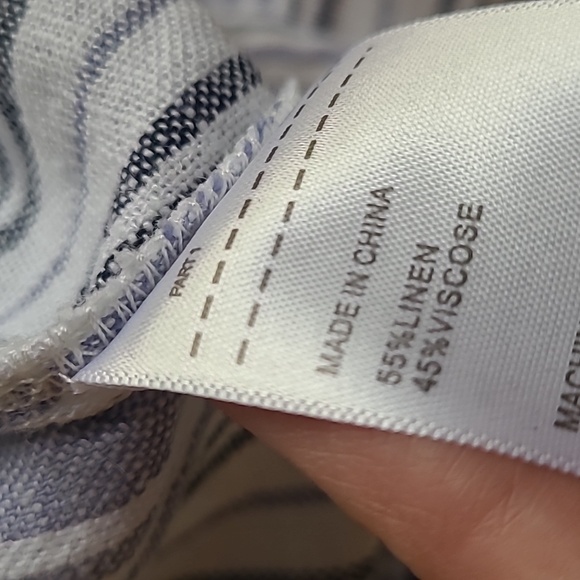 Ellen Tracy Blue & White Stripe Linen Blend Lightweight Summer Wide Leg Pants - Picture 9 of 13